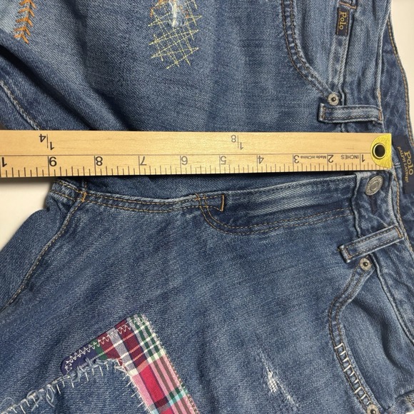 Ralph Lauren Boyfriend Jeans Girls Astor Slim Patched Blue Youth Size 14 - Picture 3 of 12